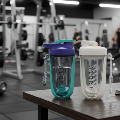 Shaker vert et blanc posés sur une table