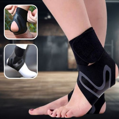 jambe gauche avec chevillere dans salle de gym