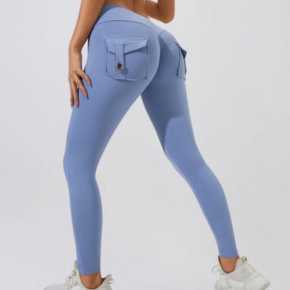 femme porte legging bleu
