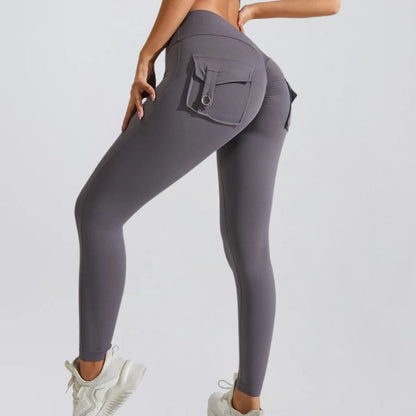 femme porte legging gris