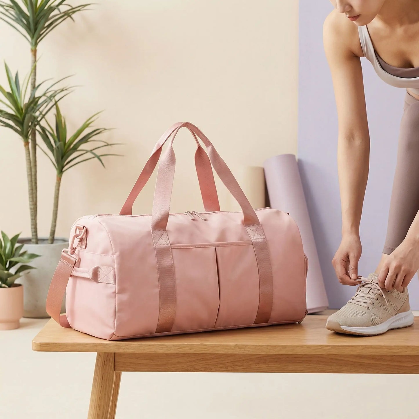 sac de sport posé sur un banc