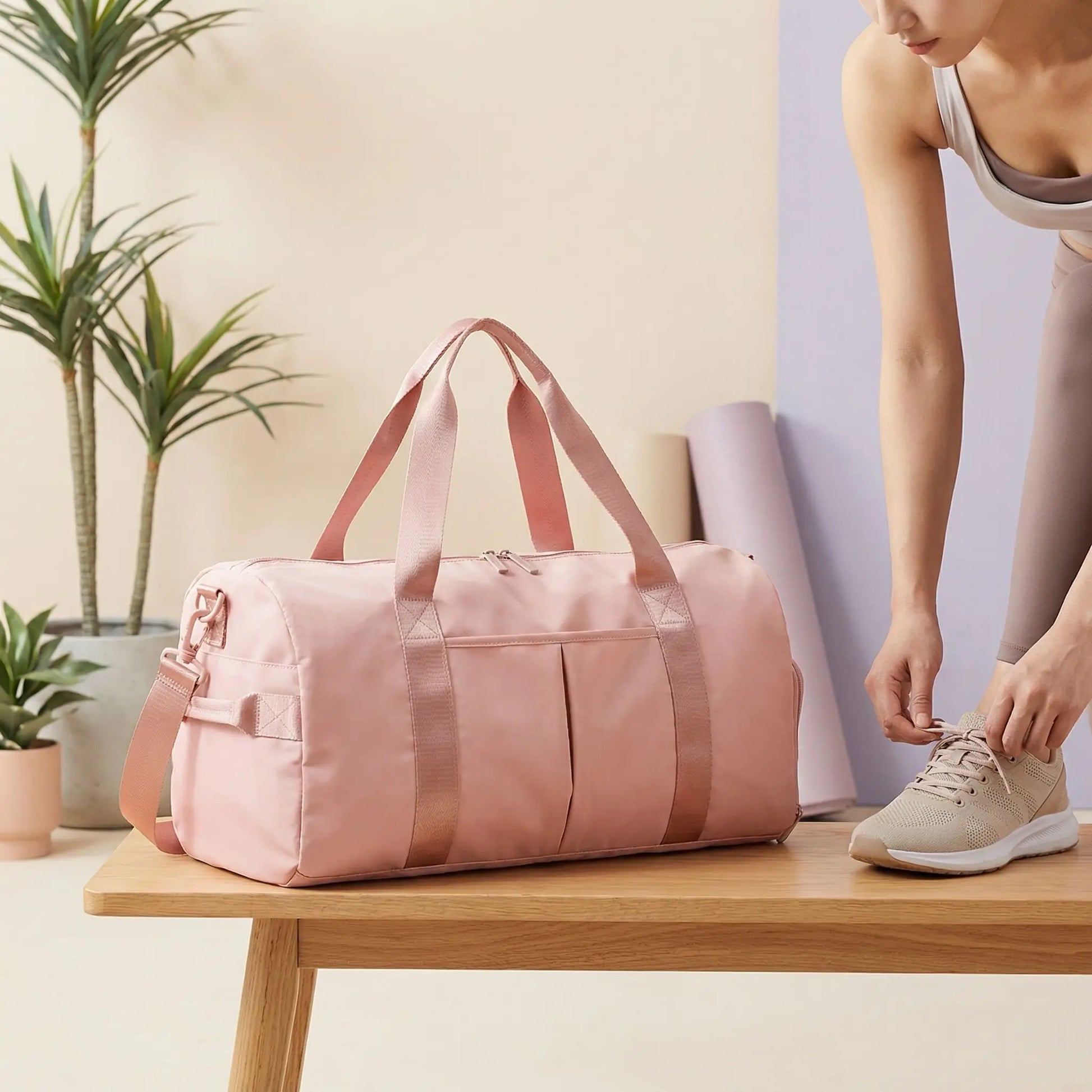 sac de sport posé sur un banc